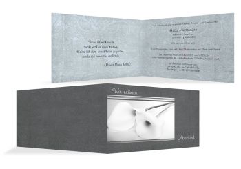 Trauerkarte Calla-Lilie Grau 170x114mm
