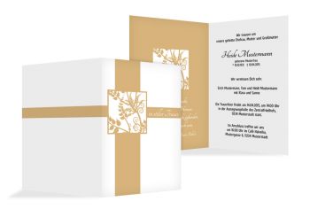 Trauerkarte Florales Quadrat PfirsichOrange 114x170mm