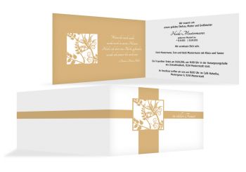 Trauerkarte Florales Quadrat PfirsichOrange 170x114mm