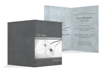 Trauerkarte Calla-Lilie Grau 114x170mm