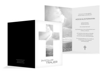 Trauerkarte Himmelskreuz Schwarz 114x170mm