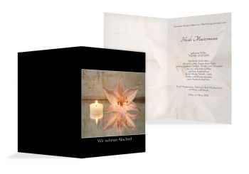 Trauerkarte Kerze und Blume Schwarz 114x170mm