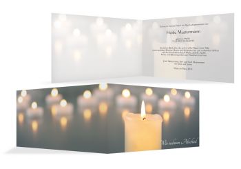 Trauerkarte Kerzenlichter Weiß 170x114mm