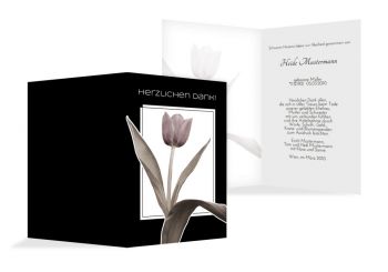 Danksagungskarten Trauer Tulpe Schwarz 114x170mm