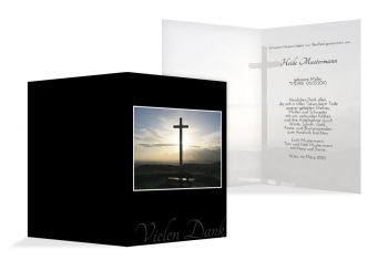 Danksagungskarten Trauer Kreuz Schwarz 114x170mm