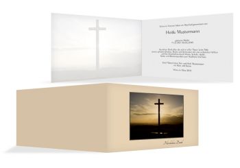 Danksagung Trauer Kreuz SandBeige 170x114mm