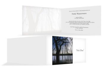 Danksagungskarten Trauer Baum Weiß 170x114mm